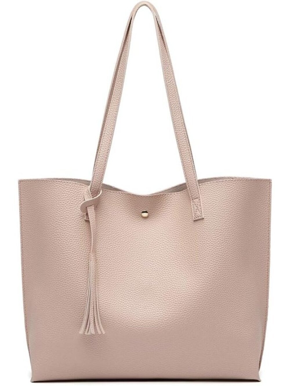 Women's Pink Soft Faux Leather Tassel Style Handbag Tote Shoulder Bag